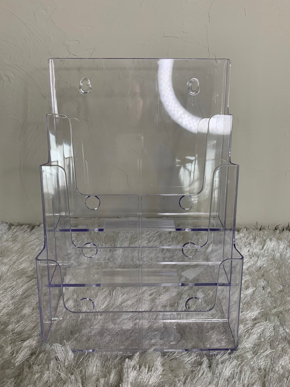 Clear Acrylic Wall Desktop File Organizer Vertical 9.75 x 12.75 x 6"